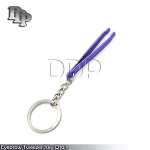 Eyebrow Tweezer Purple Color Key Chain Dental Instruments - Picture 1 of 3