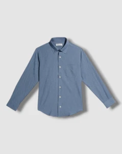 $89 Peter Millar Boys Blue Youth Performance Twill Button-Up Shirt Size XXS(3-4) - Picture 1 of 4