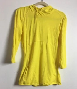 Old Mill Yellow Womens  Work Out Shirt W/hood Sz XL  Ae5 - Picture 1 of 6