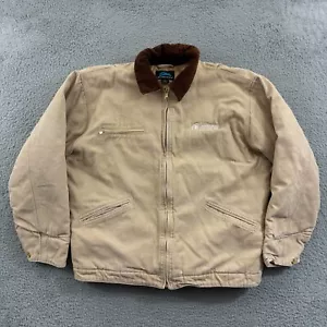 Vintage Tri Mountain Jacket Mens Large Beige Coat Workwear Lined Detroit Style - Picture 1 of 12
