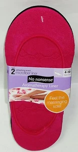 2 Pairs No Nonsense Aromatherapy Shoe Liner Massaging Soles SZ 4-10 PINK & BLACK - Picture 1 of 1