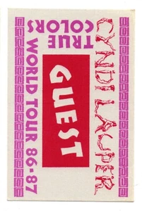 CYNDI LAUPER satin backstage pass TRUE COLORS WORLD TOUR 86-87 Guest OTTO - Picture 1 of 2