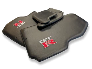 Fußmatten Für NISSAN GTR 2007-2021 Schwarz Kohlefaser-Leder Carbon - Bild 1 von 12