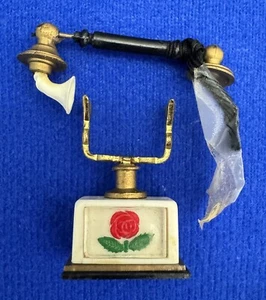 Vintage 1970s Dawn Doll French Style Miniature Telephone with a Rose - Picture 1 of 4