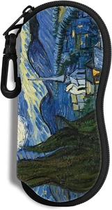 Sunglasses Case Ultra Light Neoprene Zipper Eyeglass Soft Case with Belt Clip - Picture 1 of 5