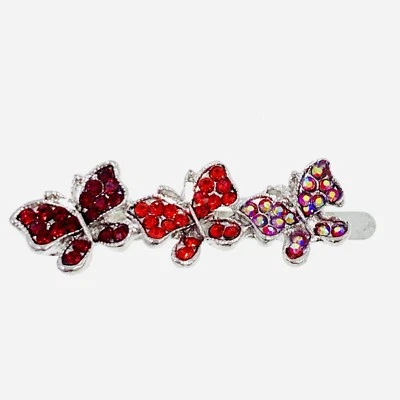 USA Butterfly Magnet Hair Clip Hairpin  Rhinestone Crystal Barrette Elegant RED - Изображение 1 из 4