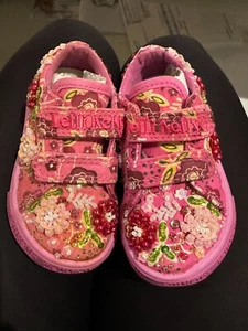 Lelli Kelly LK9401 Milly Baby Pink fuchsia Double shoes Sneakers Tennis Hook NEW - Picture 1 of 11