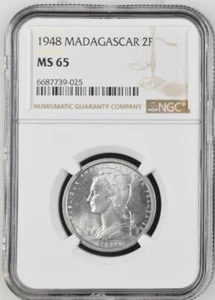 Madagascar 2 Francs 1948 NGC MS 65 - Picture 1 of 2