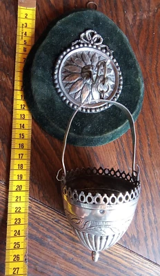 Argenterie Ancienne Petite Lampe de Sanctuaire Encensoir Argent massif Poinçons - Photo 1/4