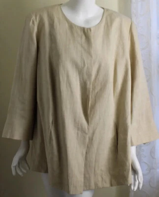 Hermosa Chaqueta Blazer Marina Rinaldi 31 2x 3x Preciosa Lino Natural 3/4  Foto 1 de 4