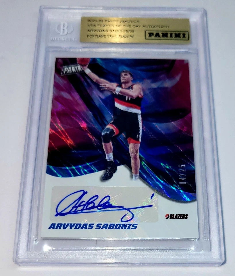 ARVYDAS SABONIS 2021 PANINI PLAYER OF THE DAY AUTO AUTOGRAPH CARD #4/25! - Image 1 of 1