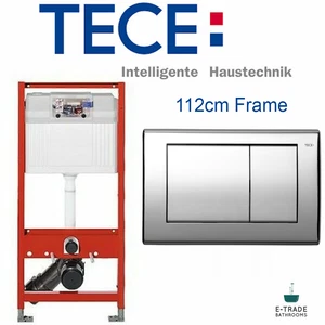 TECE 112cm WC TOILET FRAME + PLANUS FLUSH PLATE IN CHROME OR BRUSHED 9.400.007