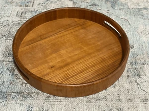 Vintage Goodwood Round Serving Tray Teak MCM Thailand Bar Coffee Breakfast 14” - Picture 1 of 5