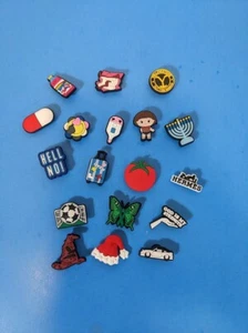 Random Shoe Charms/Jibbitz-Lot 18-Crocs Decorations-Soccer/Butterfly/Wizard Hat - Picture 1 of 2