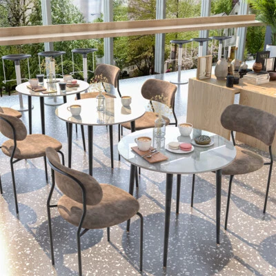 Mesa de comedor de cocina moderna Mid-Century con tapa de mármol para hogar café restaurante Foto 1 de 4