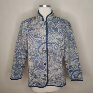 Draper's & Damon's Tapestry Jacket Purple Paisley Petite Small Rhinestone Button - Picture 1 of 11