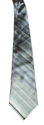 ALFANI 男式领带绿色/蓝色/金色条纹条纹 100% 真丝! — 第 1/3 张图片