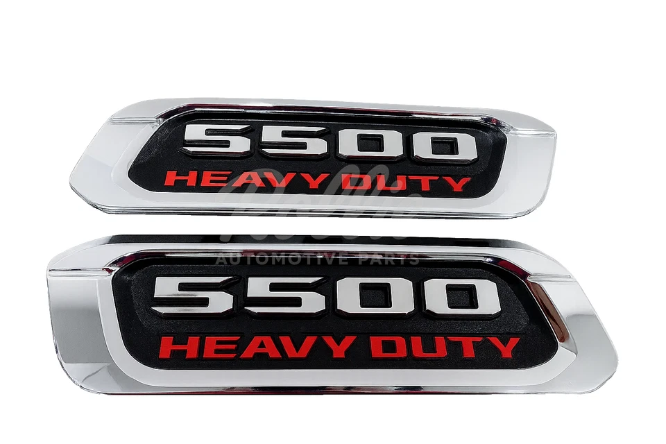OEM 2019-2024 RAM 5500 emblemas de capó lateral izquierdo y derecho de alta resistencia cromo rojo Foto 1 de 4