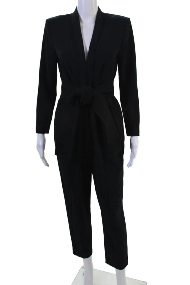 ALC Women Black V-Neck Long Sleeve Jumpsuit Size 4 - Image 1 of 4