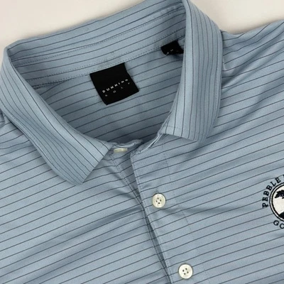 Camisa polo Dunning Golf Guijarro Playa Rayas Para Hombre Azul Medio Eslabones de Golf Foto 1 de 4