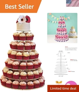 Grande supporto per torte rotondo in acrilico a 7 livelli - supporto per cupcake - supporto per dessert - festa per tè... - Foto 1 di 10