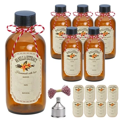 Botellas de vidrio ámbar de 4 oz - frascos de vidrio pequeños con tapas negras botella vacía Boston... Foto 1 de 4