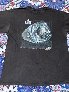 Philadelphia Eagles Mens XL T-Shirt Black Superbowl 52 Championship Ring NFL - Picture 1 of 13