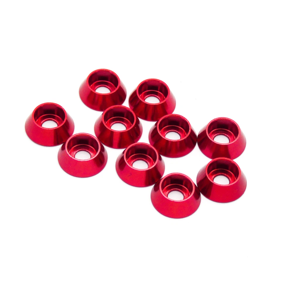 SPEEDYFPV 10pcs M3 3mm CNC Aluminum Tapered Washer (Anodized Red)