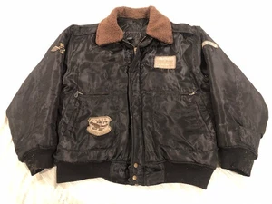 Vintage 1980s Nylon Bomber Jacket with Aviation Airborne Patches Size XL - Read - Picture 1 of 15