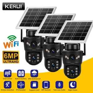 Cámara solar 3 piezas 6 MP WIFI panel solar cámara de doble lente seguridad para el hogar video CCTV - Imagen 1 de 21