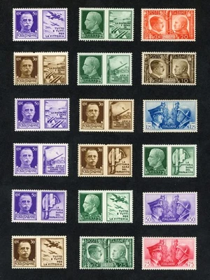 Italy Stamps 1934-1941 Mussolini & Hitler Pact Set & Advertisement Pairs MOG H - Image 1 of 2