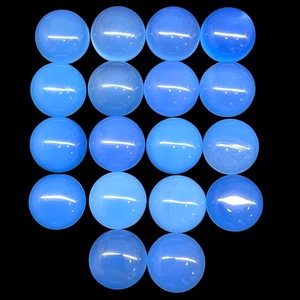 18 Pcs Natural Blue Chalcedony 13mm Round Cabochon Loose Wholesale Gemstones - Picture 1 of 7