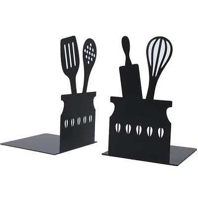 2 Stück Buchstütze Küche, Buchstützen Metall Schwarz Buchständer 15 x 10 x 10... - Bild 1 von 4