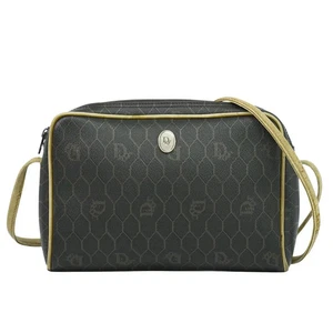 Christian Dior Honeycomb Schultertasche Pochette PVC Schwarz Tasche Cross Body Damen - Bild 1 von 24