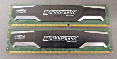 CRUCIAL 8GB (2x 4GB) DDR3 1600 PC3-12800 UDIMM 240-Pin Memory BLS4G3D1609DS1S00 - Image 1 of 2