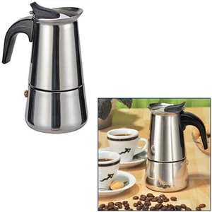 Espressokocher Kocher für 2 Tassen Espresso aus Edelstahl mit Kunststoffgriff - Bild 1 von 1