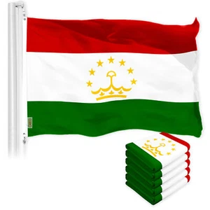 NUEVO G128 Bandera de Tayikistán Paquete de 5 3x5 pies, Tayikistán Impreso 150D Poliéster - Imagen 1 de 5