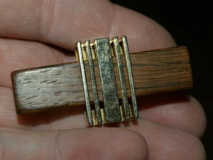 Vintage Custom Brown & Golden Wooden Collar Bar Clip Stay Clasp Rare - Picture 1 of 4