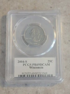 2004-S 25C Wisconsin Washington Quarter PCGS PR69DCAM - Picture 1 of 2