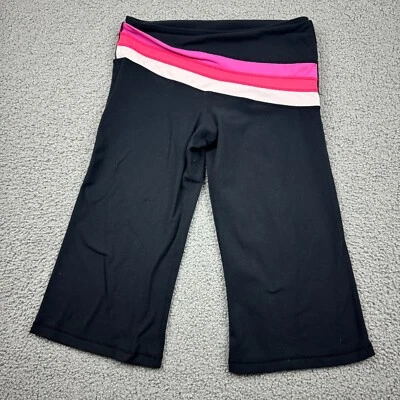 Lululemon Leggings Womens 6 Black Pink Reversible Groove High Rise Flare Capri - Image 1 of 4