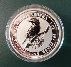 1 oz Australien Kookaburra 1995 in runder Originalkapsel - Bild 1 von 1
