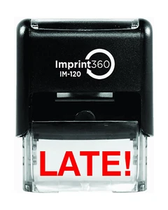 AS-IMP1049 - Late, Heavy Duty Commerical Quality Self-Inking Rubber Stamp, Red , - Picture 1 of 2