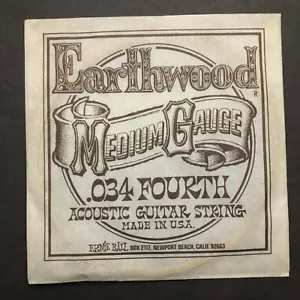 Vintage Ernie Ball Earthwood Medium Gauge .034 Fourth Acoustic Guitar String - Picture 1 of 3