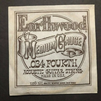 Vintage Ernie Ball Earthwood Medium Gauge .034 Fourth Acoustic Guitar String - Image 1 of 3