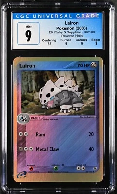 Lairon 39 Reverse Holo Uncommon EX Ruby & Sapphire - CGC 9 MINT - Pokemon TCG - Image 1 of 2