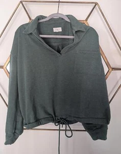 Lou & Grey Green Oversized Cropped Sweatshirt, size XL - Picture 1 of 4
