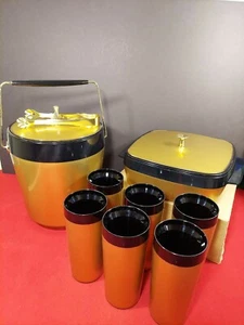 West Bend Ice Bucket Tongs 6 Cups Serving Dish Gold Black - Picture 1 of 12