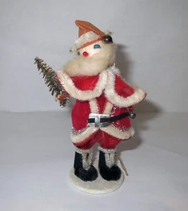 Antico ornamento natalizio COTONE FILATO E CARTAPESTA - BABBO NATALE - RARO - Foto 1 di 6