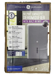 GE AWHL50LD 50 Pint Capacity Dehumidifier WIFI 3 Speeds Smart Dry Gray - Picture 1 of 1