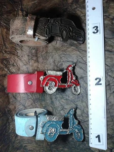 CINTURA PELLE 4 CM FIBBIA AUTO CAR VESPA artigianale vintage BELT BUCKLE ME5 - Imagen 1 de 1